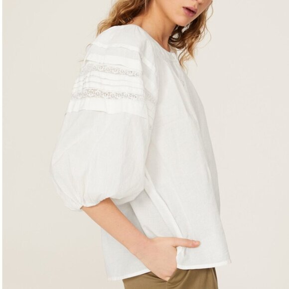 VANESSA BRUNO Tara Puff Sleeve Top Size 40 - Picture 2 of 7